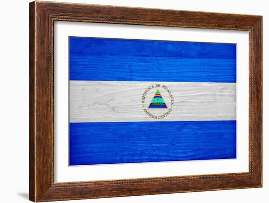 Nicaragua Flag Design with Wood Patterning - Flags of the World Series-Philippe Hugonnard-Framed Art Print