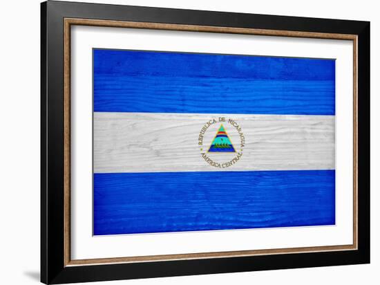 Nicaragua Flag Design with Wood Patterning - Flags of the World Series-Philippe Hugonnard-Framed Art Print