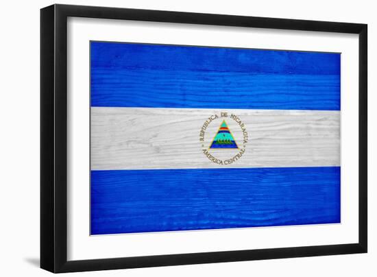 Nicaragua Flag Design with Wood Patterning - Flags of the World Series-Philippe Hugonnard-Framed Art Print