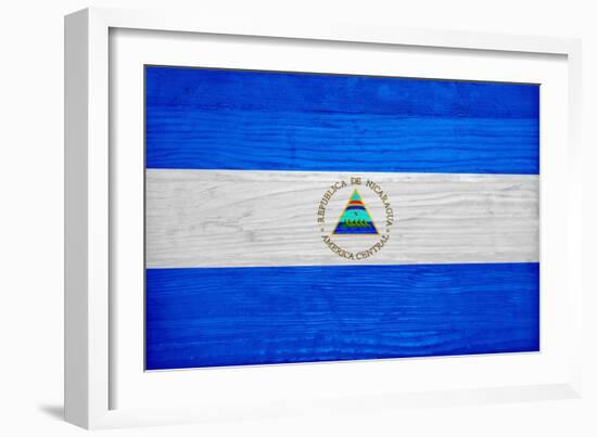 Nicaragua Flag Design with Wood Patterning - Flags of the World Series-Philippe Hugonnard-Framed Art Print