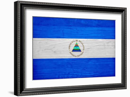Nicaragua Flag Design with Wood Patterning - Flags of the World Series-Philippe Hugonnard-Framed Art Print