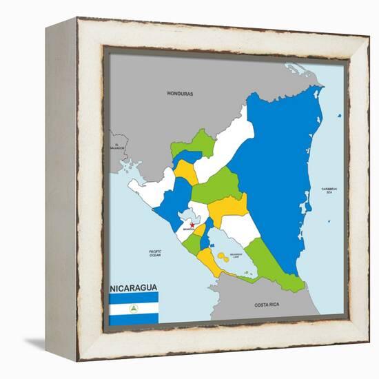Nicaragua Map-tony4urban-Framed Stretched Canvas