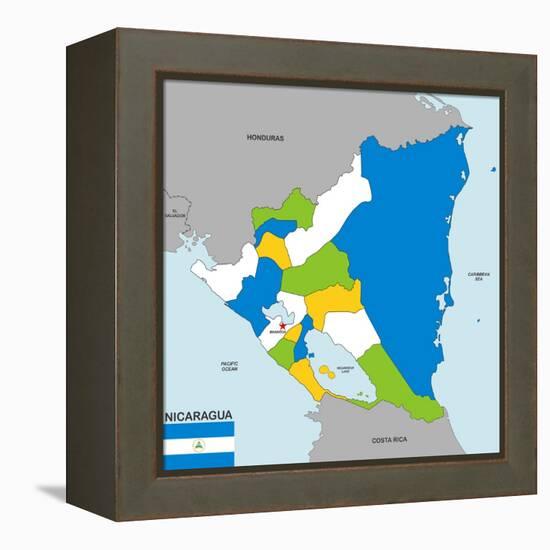 Nicaragua Map-tony4urban-Framed Stretched Canvas