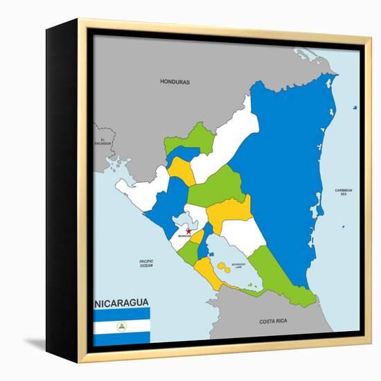 Nicaragua Map-tony4urban-Framed Stretched Canvas