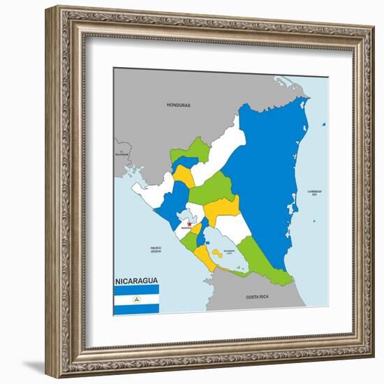 Nicaragua Map-tony4urban-Framed Art Print