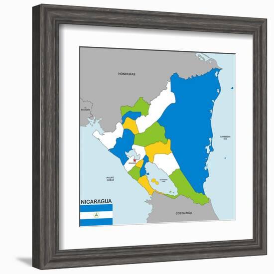 Nicaragua Map-tony4urban-Framed Art Print