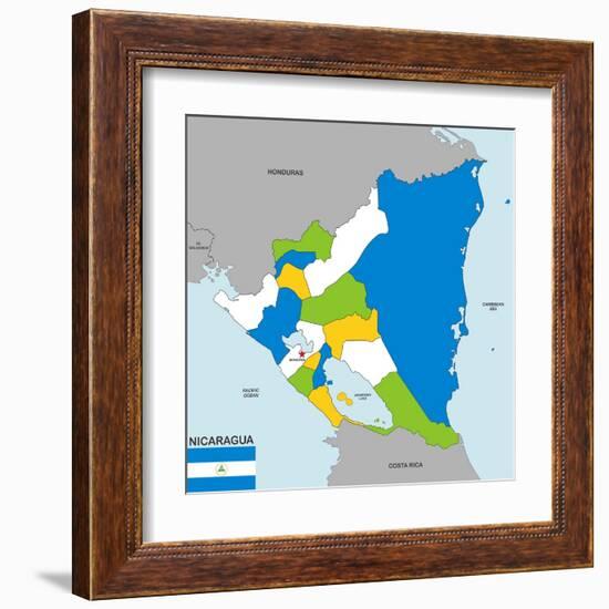 Nicaragua Map-tony4urban-Framed Art Print