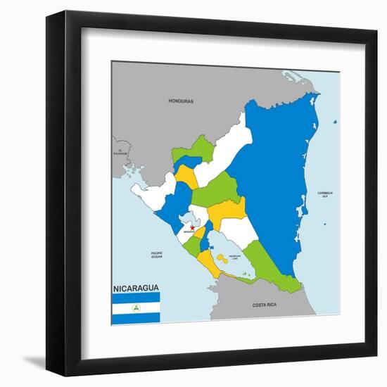 Nicaragua Map-tony4urban-Framed Art Print