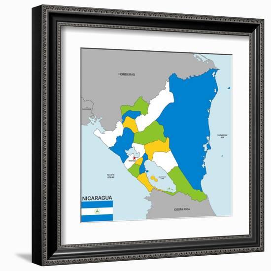 Nicaragua Map-tony4urban-Framed Art Print