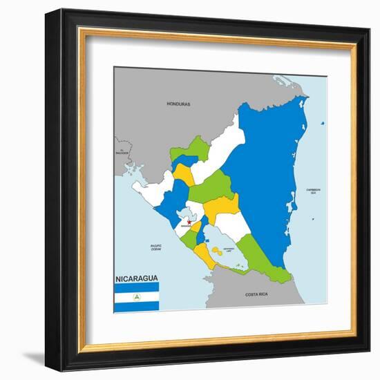 Nicaragua Map-tony4urban-Framed Art Print