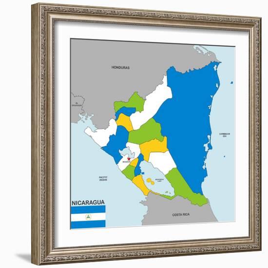 Nicaragua Map-tony4urban-Framed Art Print