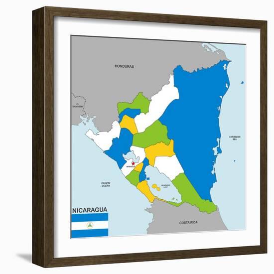 Nicaragua Map-tony4urban-Framed Art Print