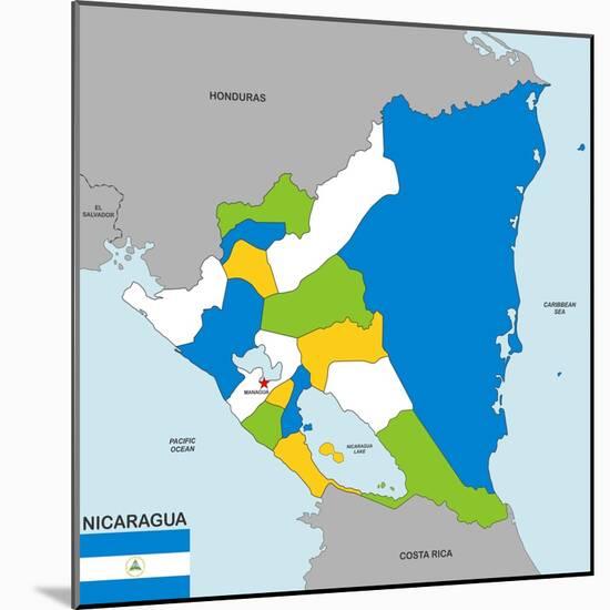 Nicaragua Map-tony4urban-Mounted Art Print