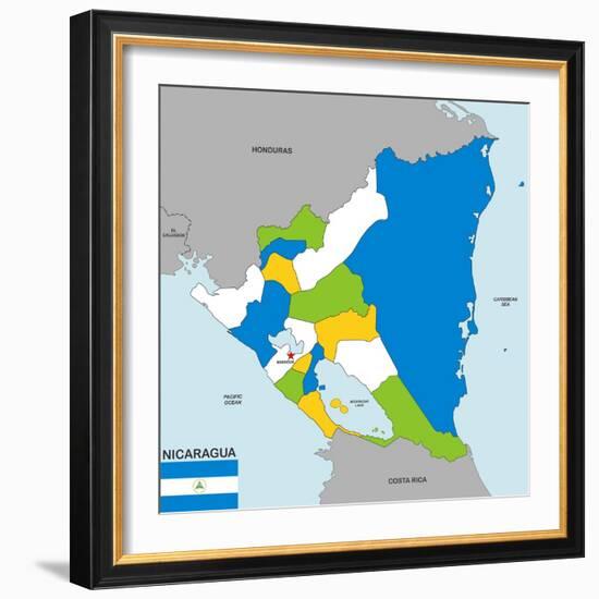 Nicaragua Map-tony4urban-Framed Art Print