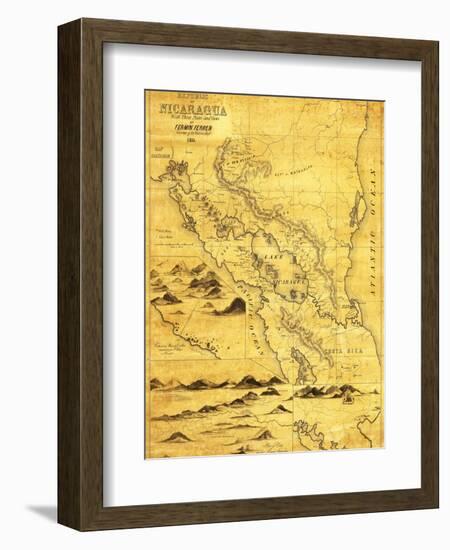 Nicaragua - Panoramic Map-Lantern Press-Framed Premium Giclee Print