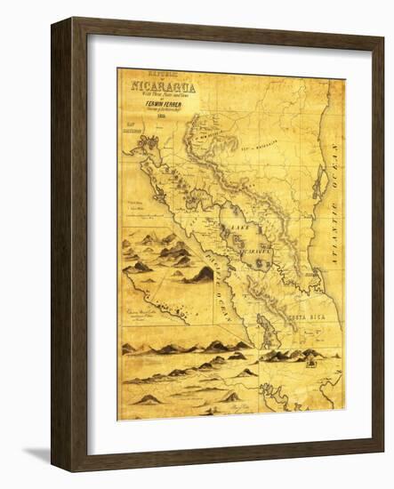 Nicaragua - Panoramic Map-Lantern Press-Framed Art Print