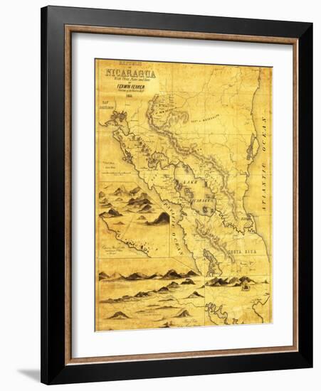 Nicaragua - Panoramic Map-Lantern Press-Framed Art Print