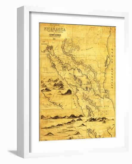 Nicaragua - Panoramic Map-Lantern Press-Framed Art Print