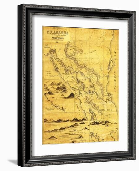 Nicaragua - Panoramic Map-Lantern Press-Framed Art Print