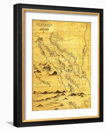 Nicaragua - Panoramic Map-Lantern Press-Framed Art Print