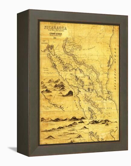 Nicaragua - Panoramic Map-Lantern Press-Framed Stretched Canvas