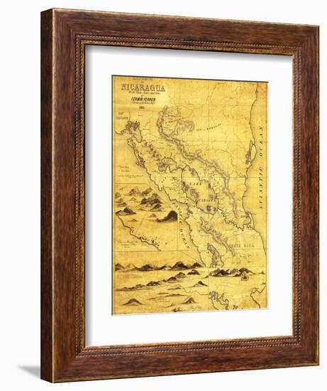 Nicaragua - Panoramic Map-Lantern Press-Framed Art Print