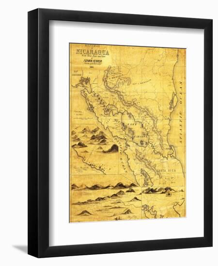 Nicaragua - Panoramic Map-Lantern Press-Framed Art Print