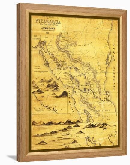 Nicaragua - Panoramic Map-Lantern Press-Framed Stretched Canvas