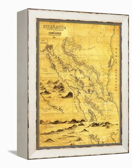 Nicaragua - Panoramic Map-Lantern Press-Framed Stretched Canvas