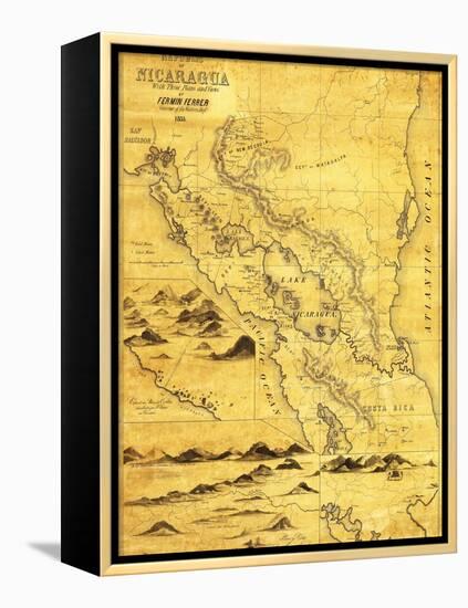 Nicaragua - Panoramic Map-Lantern Press-Framed Stretched Canvas