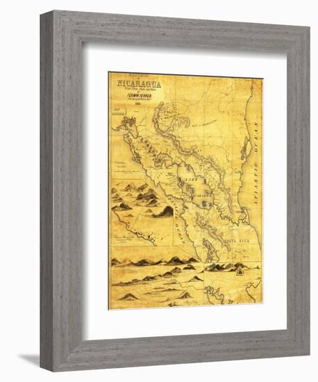 Nicaragua - Panoramic Map-Lantern Press-Framed Premium Giclee Print