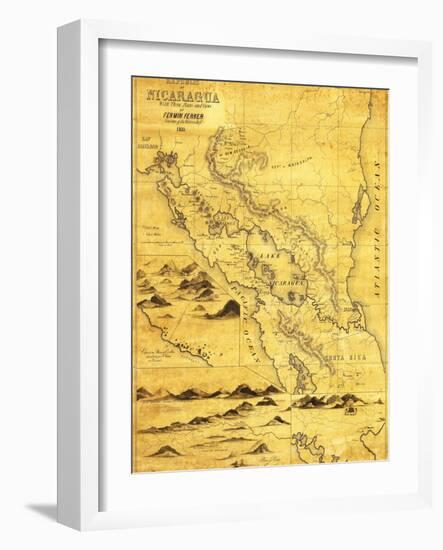 Nicaragua - Panoramic Map-Lantern Press-Framed Art Print