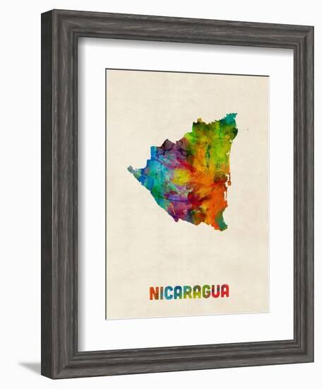 Nicaragua Watercolor Map-Michael Tompsett-Framed Art Print