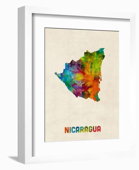 Nicaragua Watercolor Map-Michael Tompsett-Framed Art Print