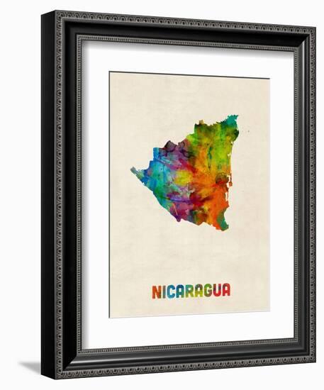 Nicaragua Watercolor Map-Michael Tompsett-Framed Art Print