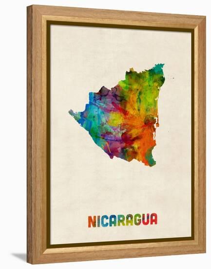 Nicaragua Watercolor Map-Michael Tompsett-Framed Stretched Canvas
