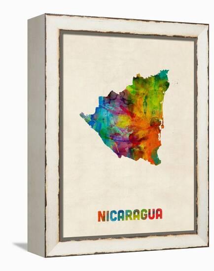 Nicaragua Watercolor Map-Michael Tompsett-Framed Stretched Canvas