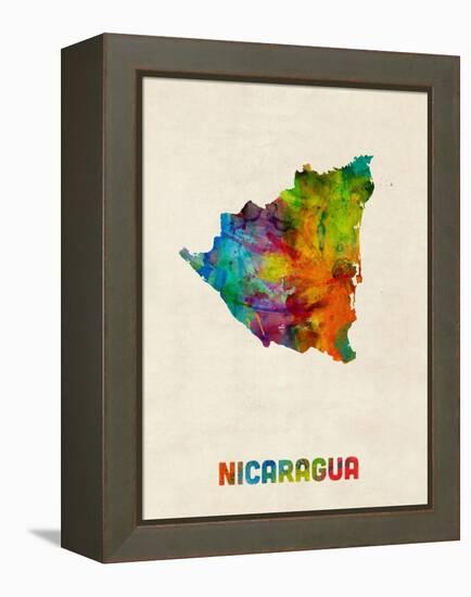 Nicaragua Watercolor Map-Michael Tompsett-Framed Stretched Canvas