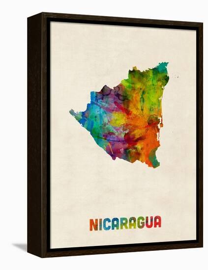 Nicaragua Watercolor Map-Michael Tompsett-Framed Stretched Canvas