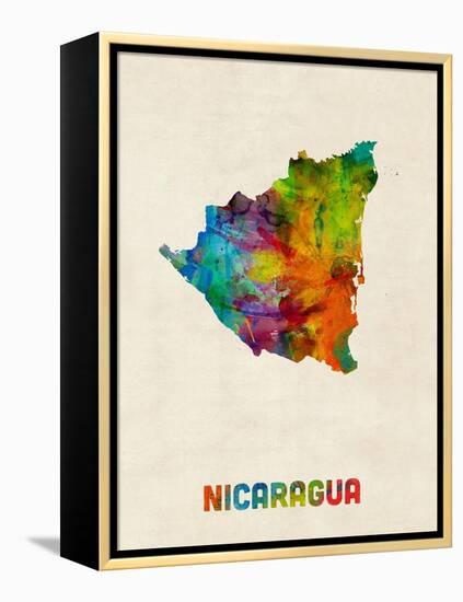 Nicaragua Watercolor Map-Michael Tompsett-Framed Stretched Canvas