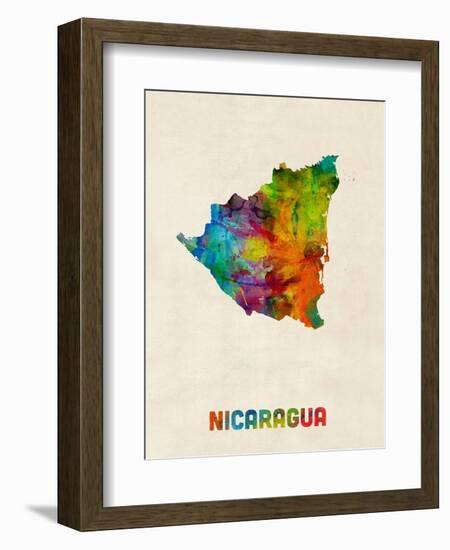 Nicaragua Watercolor Map-Michael Tompsett-Framed Premium Giclee Print
