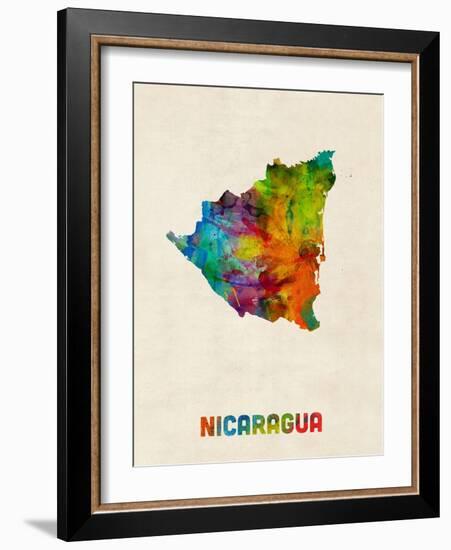 Nicaragua Watercolor Map-Michael Tompsett-Framed Art Print