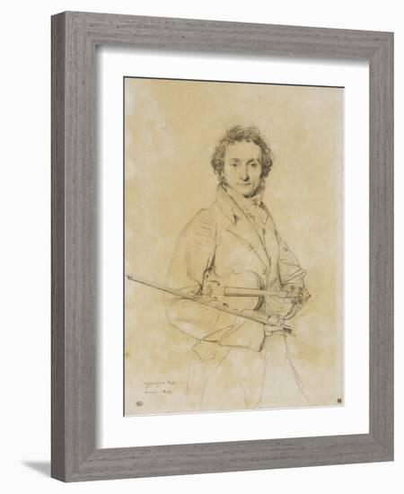 Niccolo Paganini, Violinist, 1819-Jean-Auguste-Dominique Ingres-Framed Giclee Print