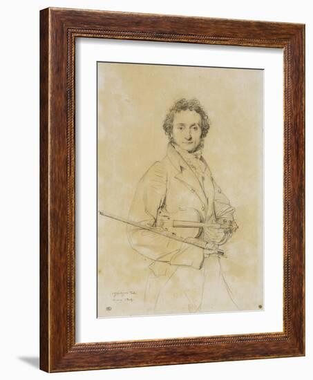 Niccolo Paganini, Violinist, 1819-Jean-Auguste-Dominique Ingres-Framed Giclee Print