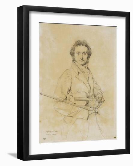 Niccolo Paganini, Violinist, 1819-Jean-Auguste-Dominique Ingres-Framed Giclee Print