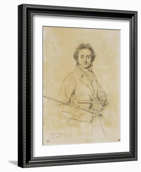 Niccolo Paganini, Violinist, 1819-Jean-Auguste-Dominique Ingres-Framed Giclee Print