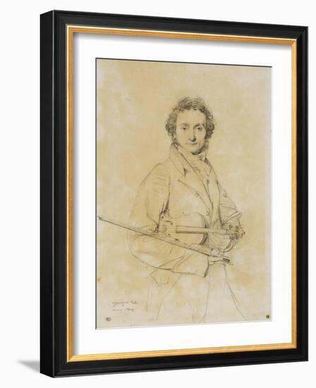 Niccolo Paganini, Violinist, 1819-Jean-Auguste-Dominique Ingres-Framed Giclee Print