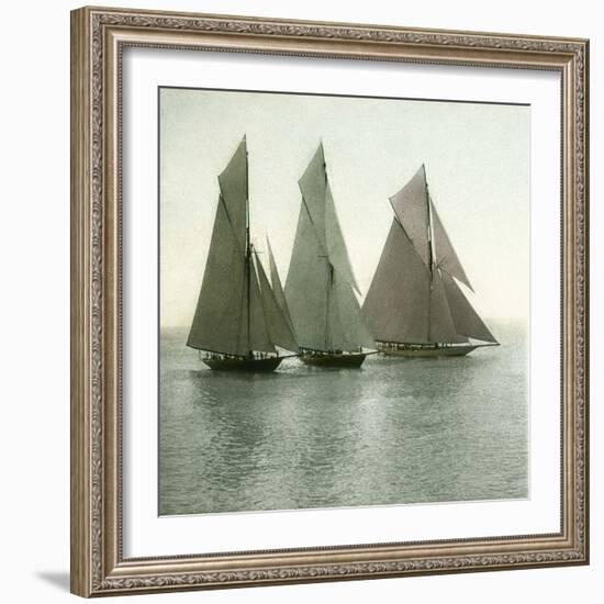 Nice (Alpes-Maritimes, France), Race of Sailing Boats, Circa 1890-1895-Leon, Levy et Fils-Framed Photographic Print