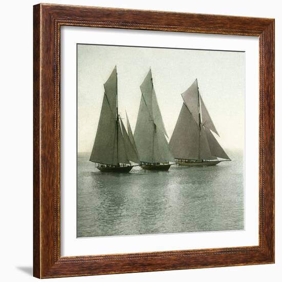 Nice (Alpes-Maritimes, France), Race of Sailing Boats, Circa 1890-1895-Leon, Levy et Fils-Framed Photographic Print