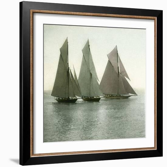 Nice (Alpes-Maritimes, France), Race of Sailing Boats, Circa 1890-1895-Leon, Levy et Fils-Framed Photographic Print